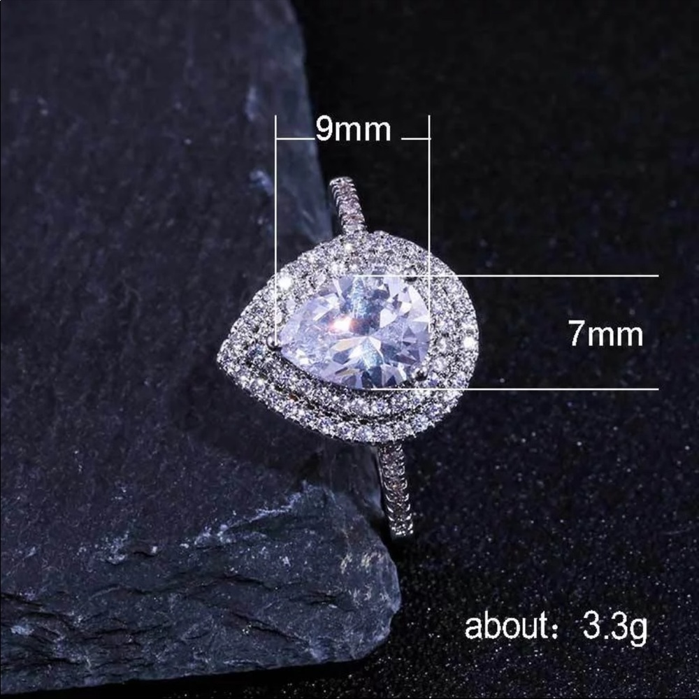 New Pear Cut 925 Silver Diamond Luxury Ring - Picture 8 of 8